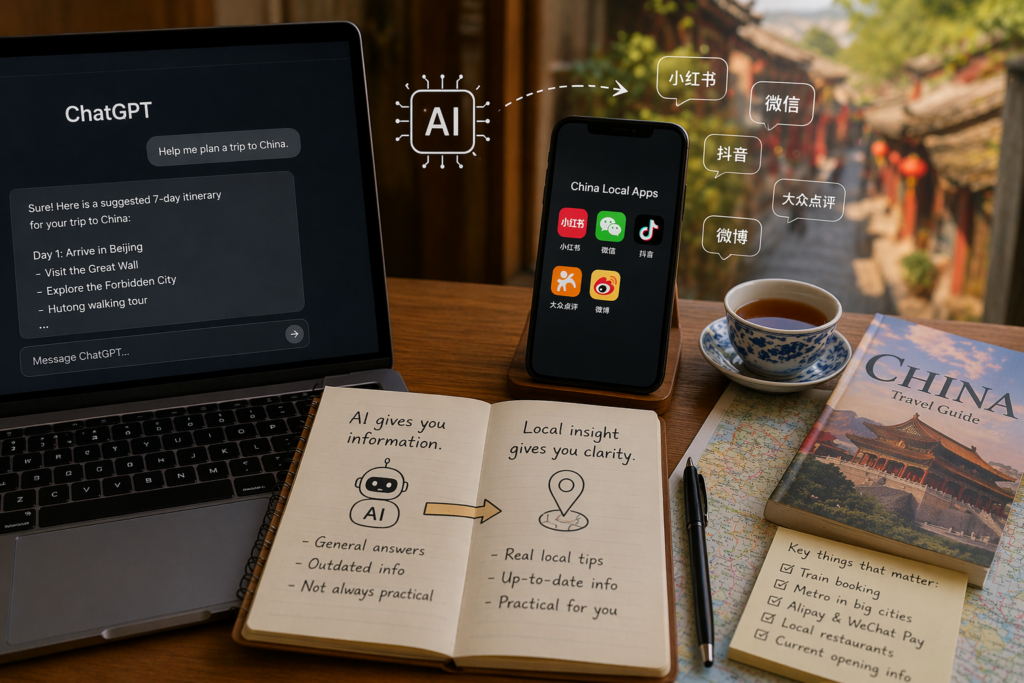 Using AI and local advice together to plan a first China trip
